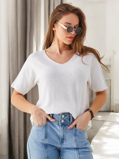 Royalfashion Тонкий женский свитер с коротким рукавом