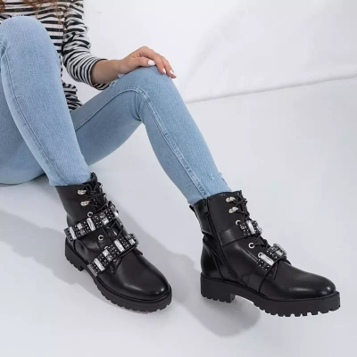 OUTLET Black women's bags with stones Ksymena - Footwear