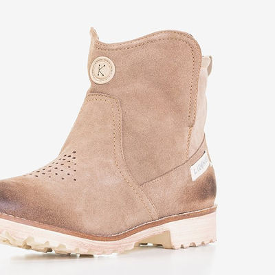 Light brown women's boots with flat heel Judetta - Shoes