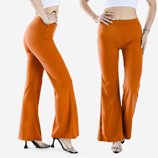 Orange women's wide bell-type pants - Clothing