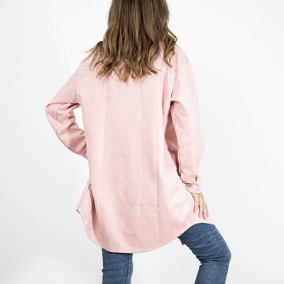 Women's pink eco-suede oversize shirt jacket - Clothing