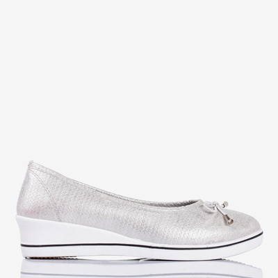 Srebrne baleriny na koturnie Moriah - Obuwie