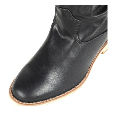 Black cowboy boots on a daress's wedge heel - Footwear 1