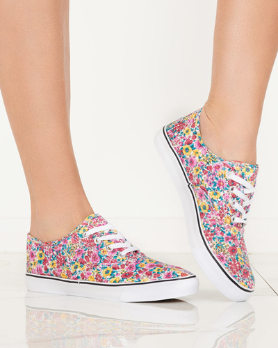 OUTLET Pink women's sneakers with flowers Sertoli - Footwear