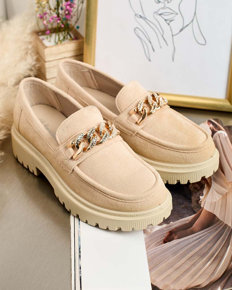 Royalfashion Sieviešu eko zamšādas mokasīni ar rotājumu Lehels