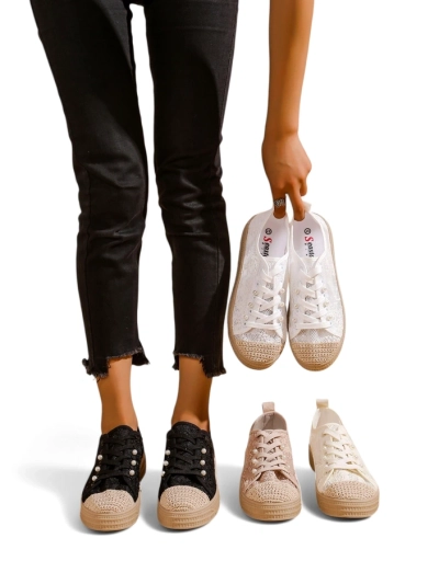Royalfashion Women's lace sneakers with sequins Nille