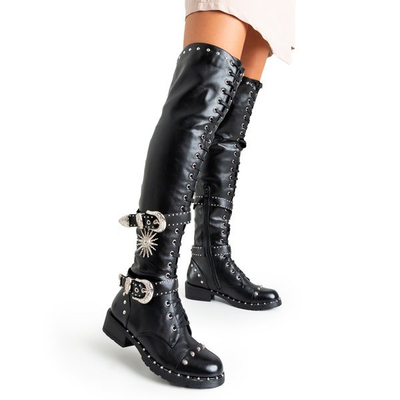 Black lace-up boots made of eco leather Stefania - Footwear