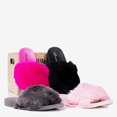 Light pink flip-flops with Bonum fur - Footwear 1