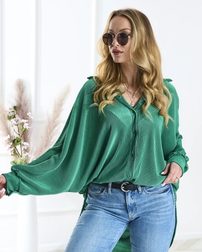 Women's dark green shirt-type tunic - Clothing