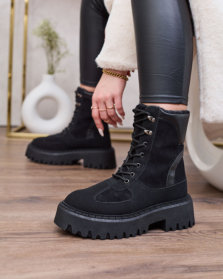 Royalfashion Melni sieviešu Macnev mežģīņu zābaki