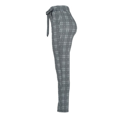 Gray checkered fabric trousers - Pants 1