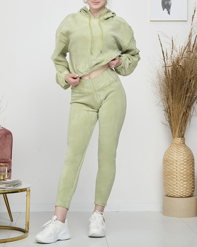 Green women's sports set sweatshirt and leggings - Clothing