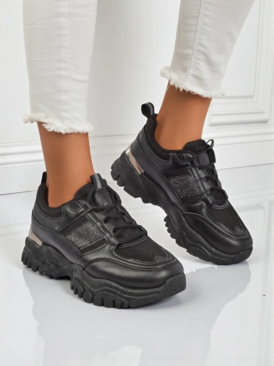 Arete Nero women's flat ecological leather sneakers