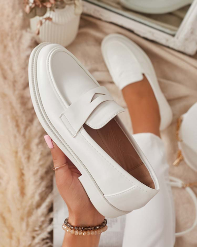 Белые женские мокасины из экокожи Zibom- Footwear