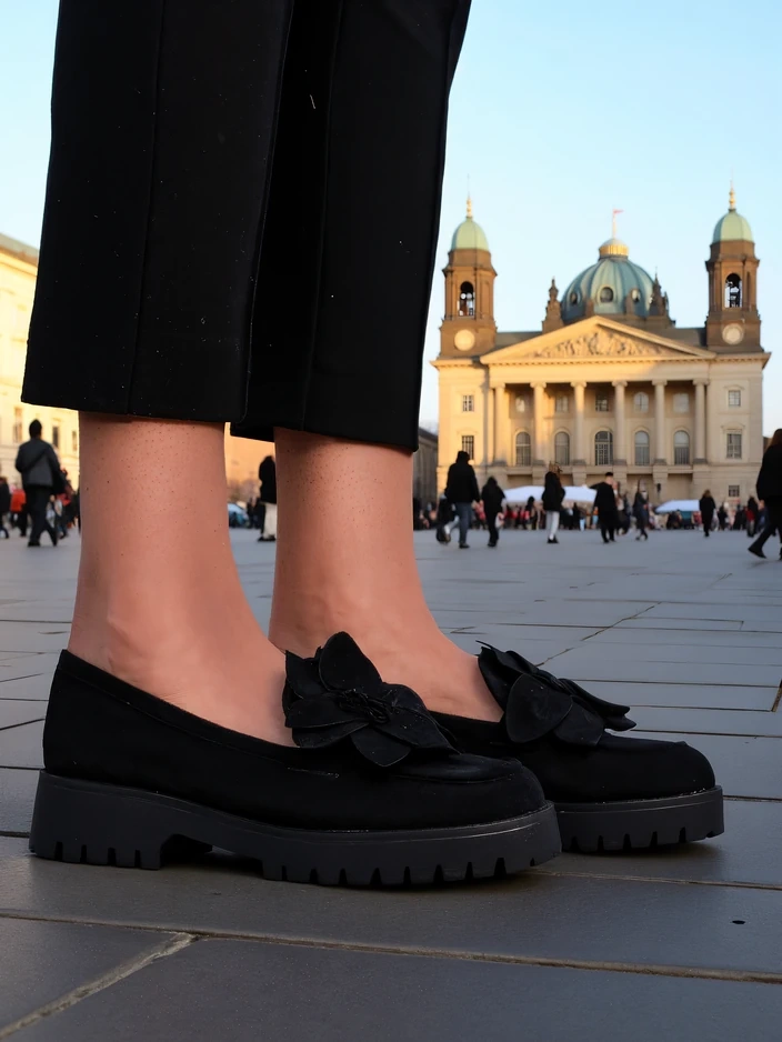 Royalfashion Eco suede women's moccasins with a Floverse flower