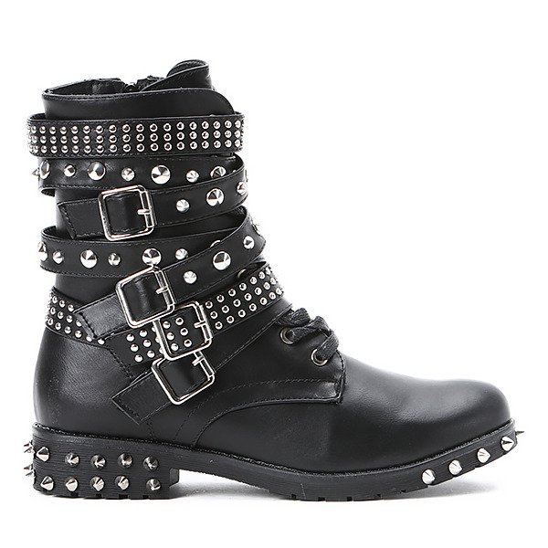 Czarne workery z ćwiekami Alex - Obuwie