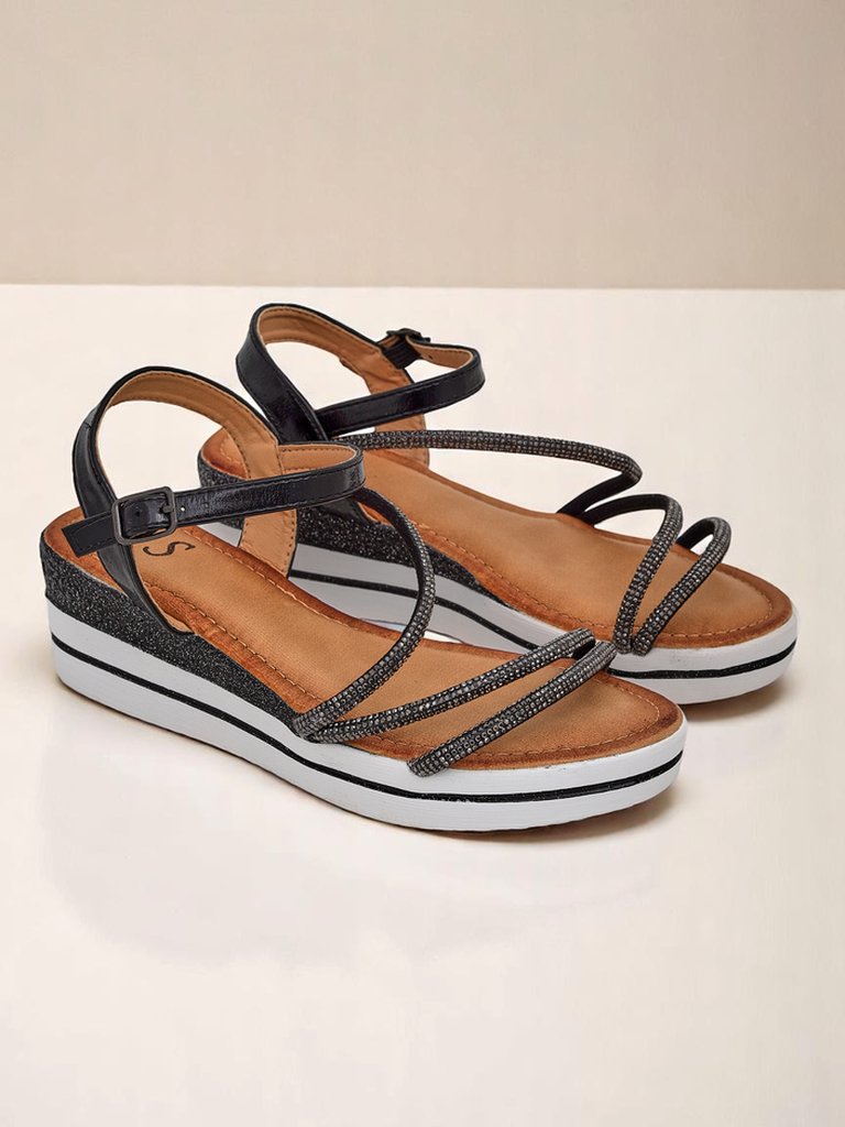 Royalfashion Sieviešu platformas sandales ar štrasēm Ballosa