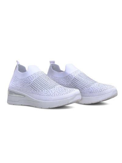 Royalfashion Slip-on women's wedge sneakers with rhinestones Qelavise