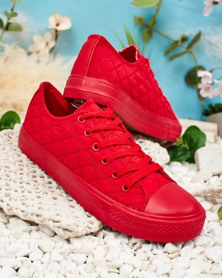 Женские кеды Stella красные тканевые спортивные летние