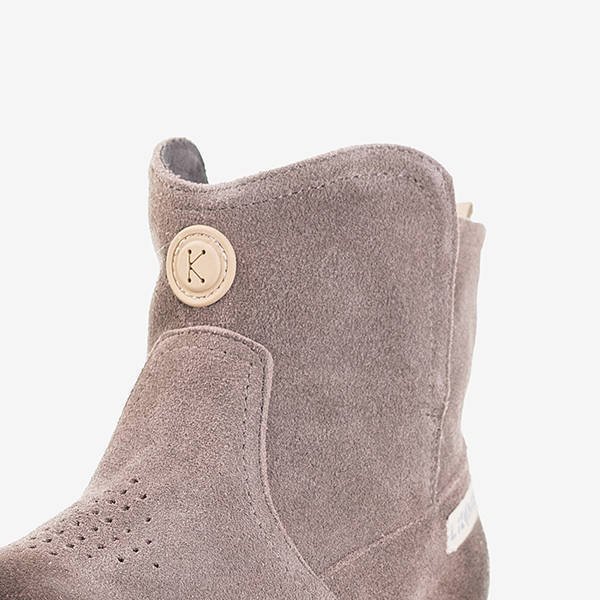 Light gray women's boots with flat heels Judettas - Footwear