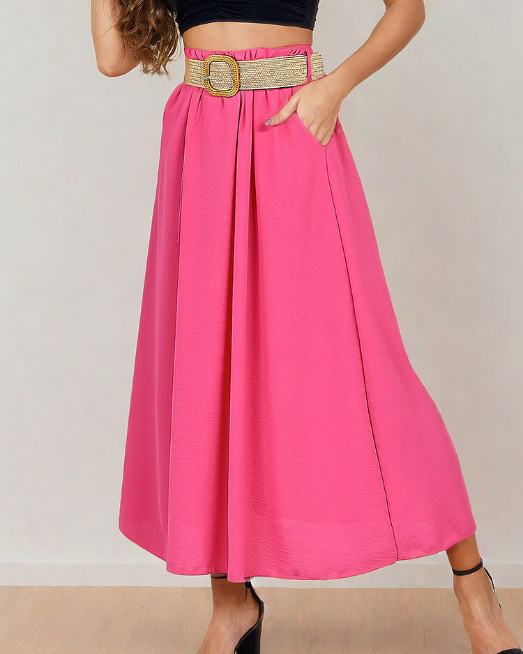 Royalfashion Women's midi skirt with belt