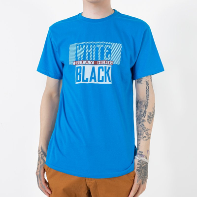 Dark blue printed cotton men's t-shirt - Clothing