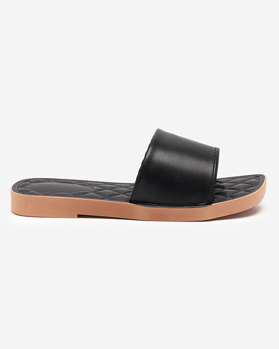 Black eco-leather women's slippers with a quilted insert Parekis - Footwear