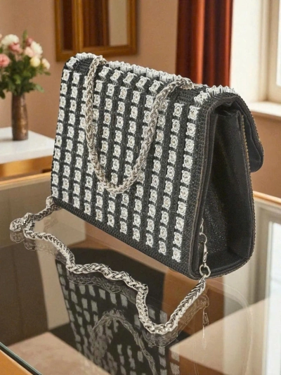 Royalfashion Kopertowa torebka damska ze cyrkoniami Elira Dusk