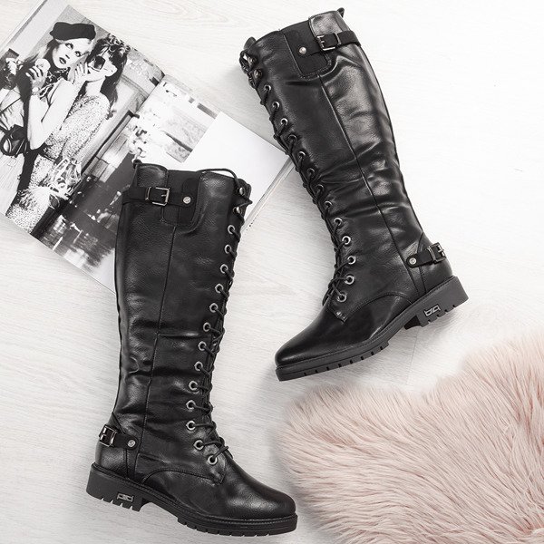 Black boots with flat heels Kanuti - Footwear