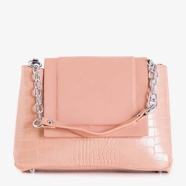 Ladies' nude handbag with animal embossing - Handbags