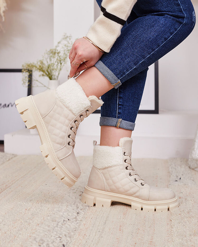 Royalfashion Beige women's insulated trapper boots Hogenaf