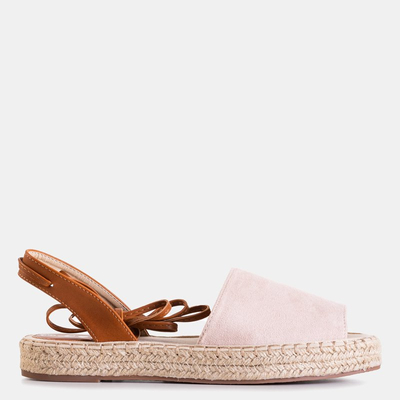 Beige and pink women's tied sandals Blisis - Footwear