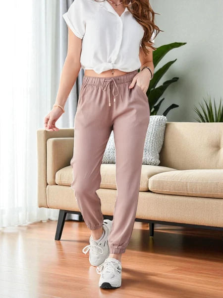 Pantaloni in Eleganza Lyocell Marrone