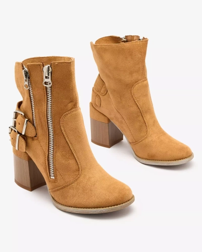 Royalfashion Women's camel boots with Feirrgo decoration