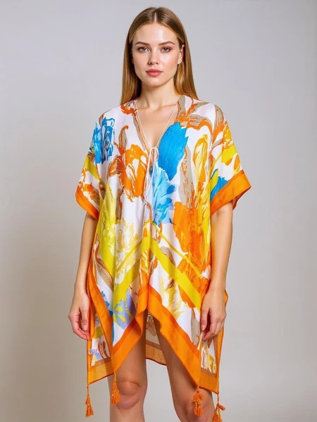 Letnie pareo Royalfashion AURELIA - wielokolorowa sukienka do kolan