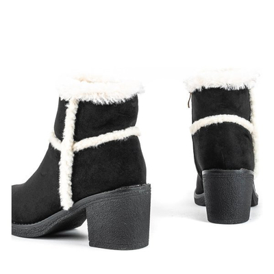 Czarne zimowe botki na wyższym obcasie Fairi - Obuwie