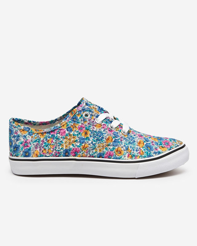 Blue women's floral sneakers Sertoli - Footwear