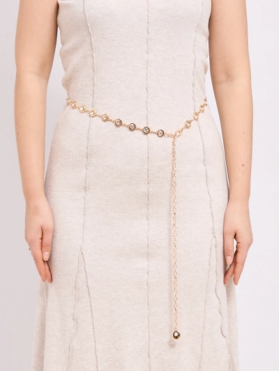 Aurelia Bella Donna – женский металлический пояс с кристаллами, золотой 115 см