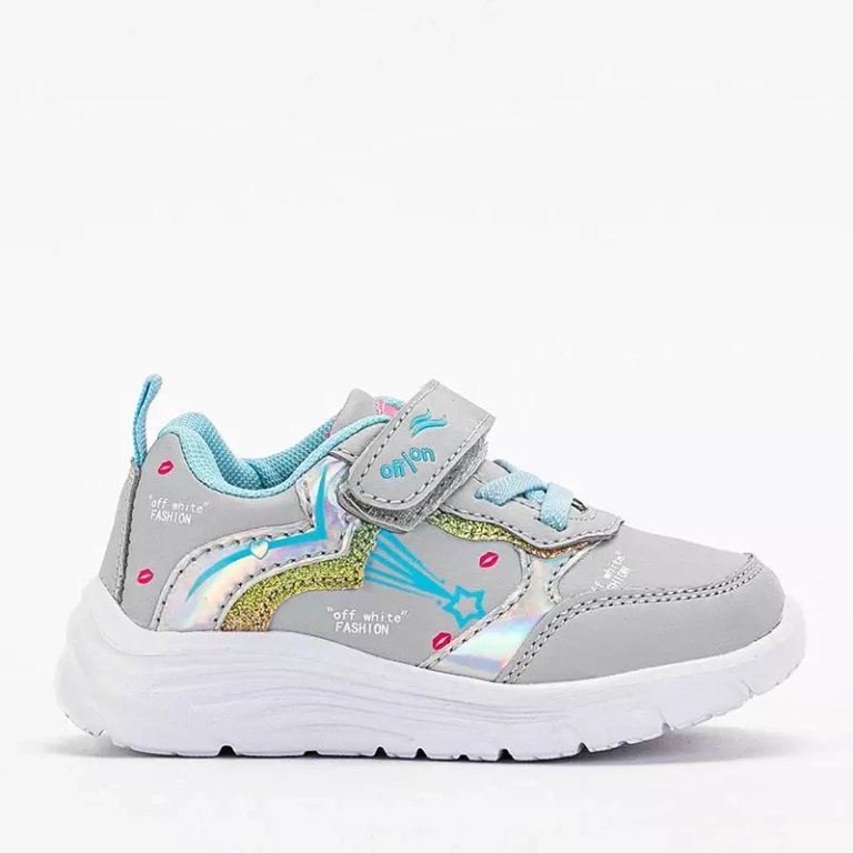 OUTLET Светло-серые спортивные туфли для девочек с принтом Jako- Footwear