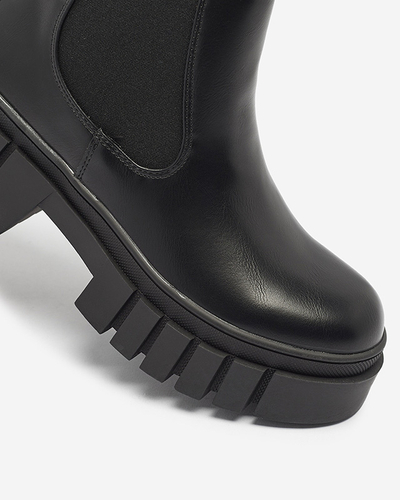Black women's boots on a thicker sole Olilno- Footwear