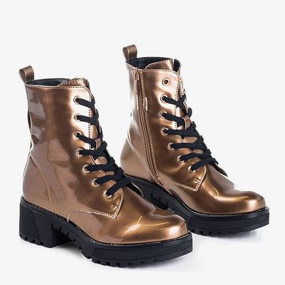 Ladies' gold lacquered Minna Workers - Footwear