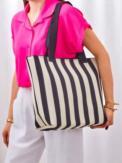 Royal Fashion Striped Fabric Tote Bag