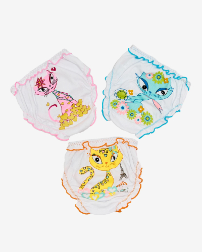 Royalfashion Set of girls panties type with colorful kitten print