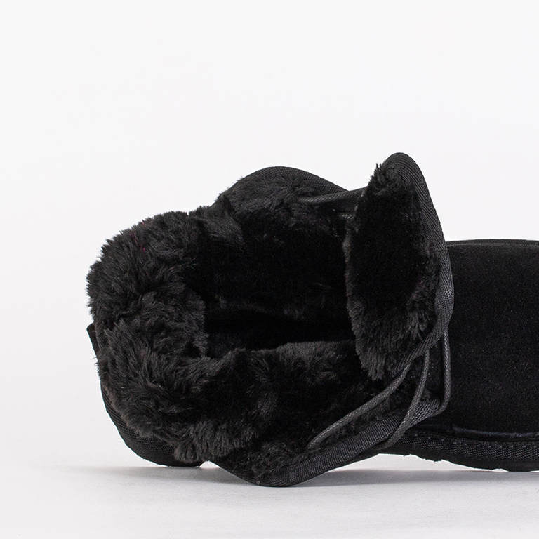 Black children's short lace-up snow boots Tibilis- Footwear