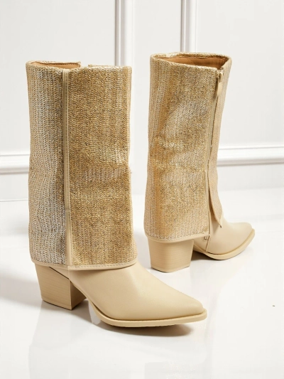 Women's Eco-Leather Heeled Ankle Boots with Decorative Upper Virelia