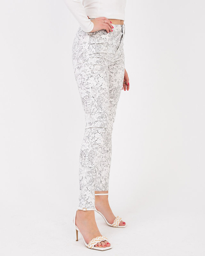 Women's gray patterned fabric trousers - Clothing