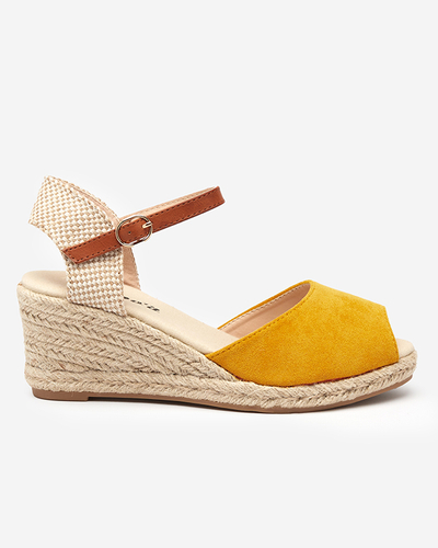 OUTLET Yellow women's sandals a'la espadrilles on a wedge Nexi - Shoes
