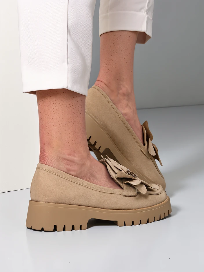 Royalfashion ekosuede sieviešu mokasīni ar Floverse ziedu