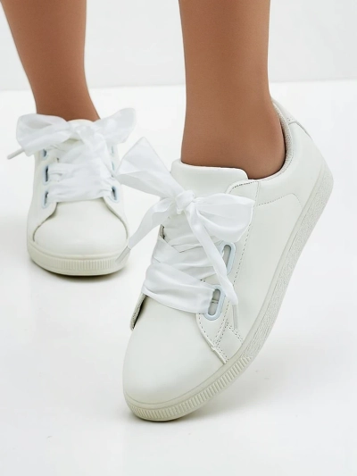 Royalfashion Women's eco-leather sneakers with decorative laces Etti
