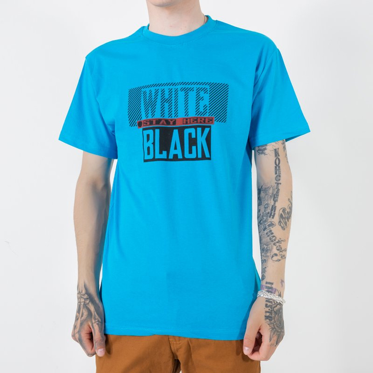 Blue printed cotton men's t-shirt - Clothing